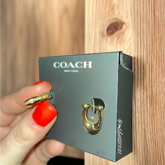 Coach Gold Hoop Earrings BRAND NEW - Picture 2 of 2